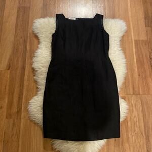 Talbots Petites Black Irish Linen Midi Dress Lined EUC Sz 6P Sleeveless Zipper